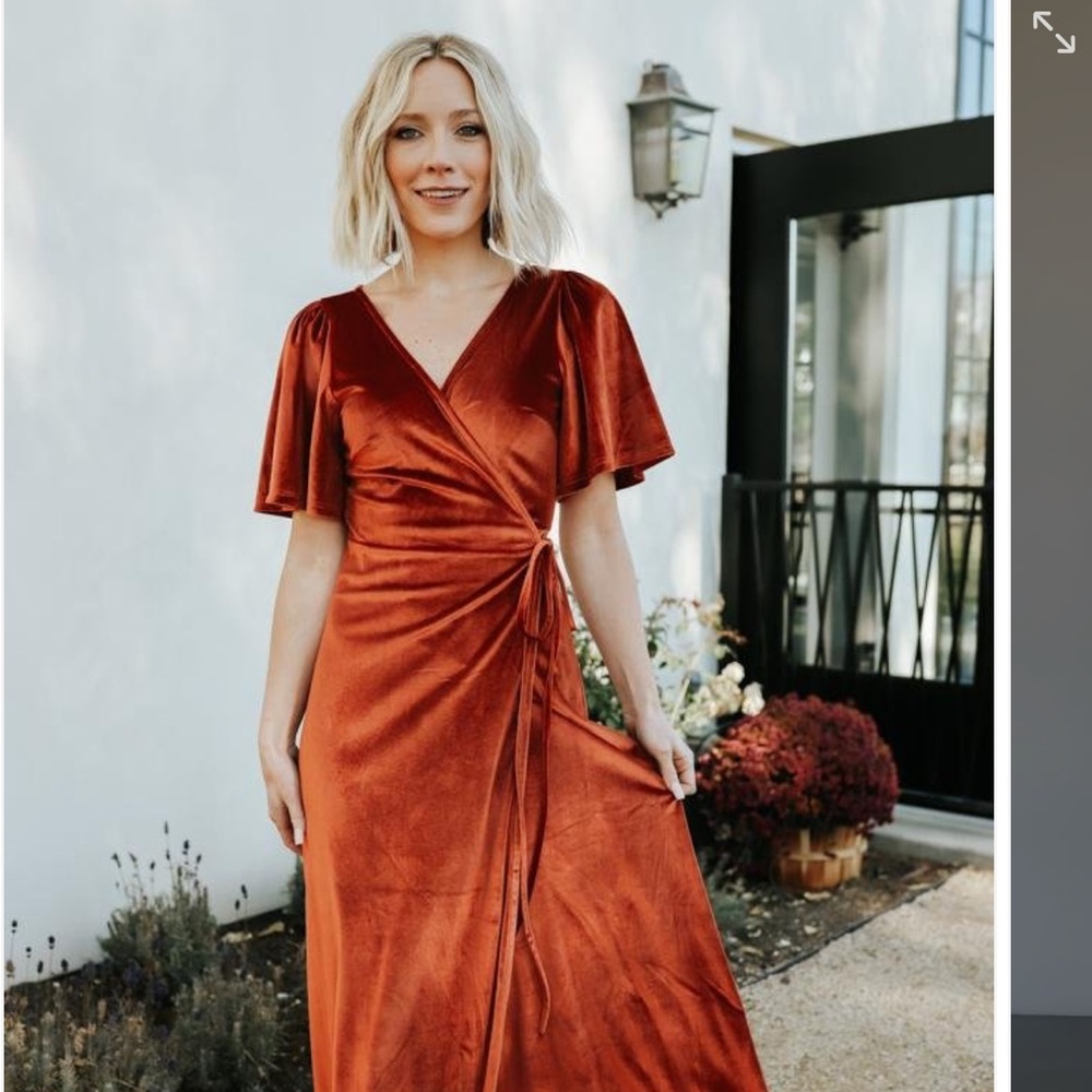 Baltic Born Rust Velvet Wrap Maxi Dress